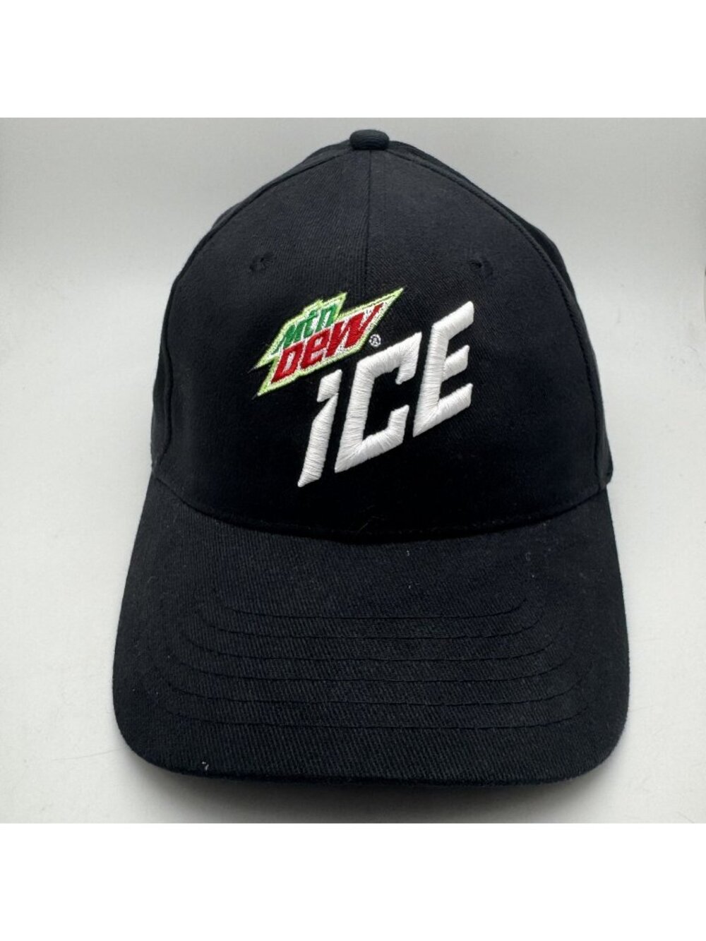 Mountain Dew ICE Black Baseball Cap Hat L/XL Continental Promo Soda Pop Drink